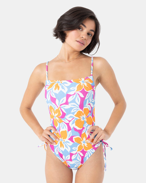 Topanga Canyon Lace Up Side One Piece Swimsuit - Roxy