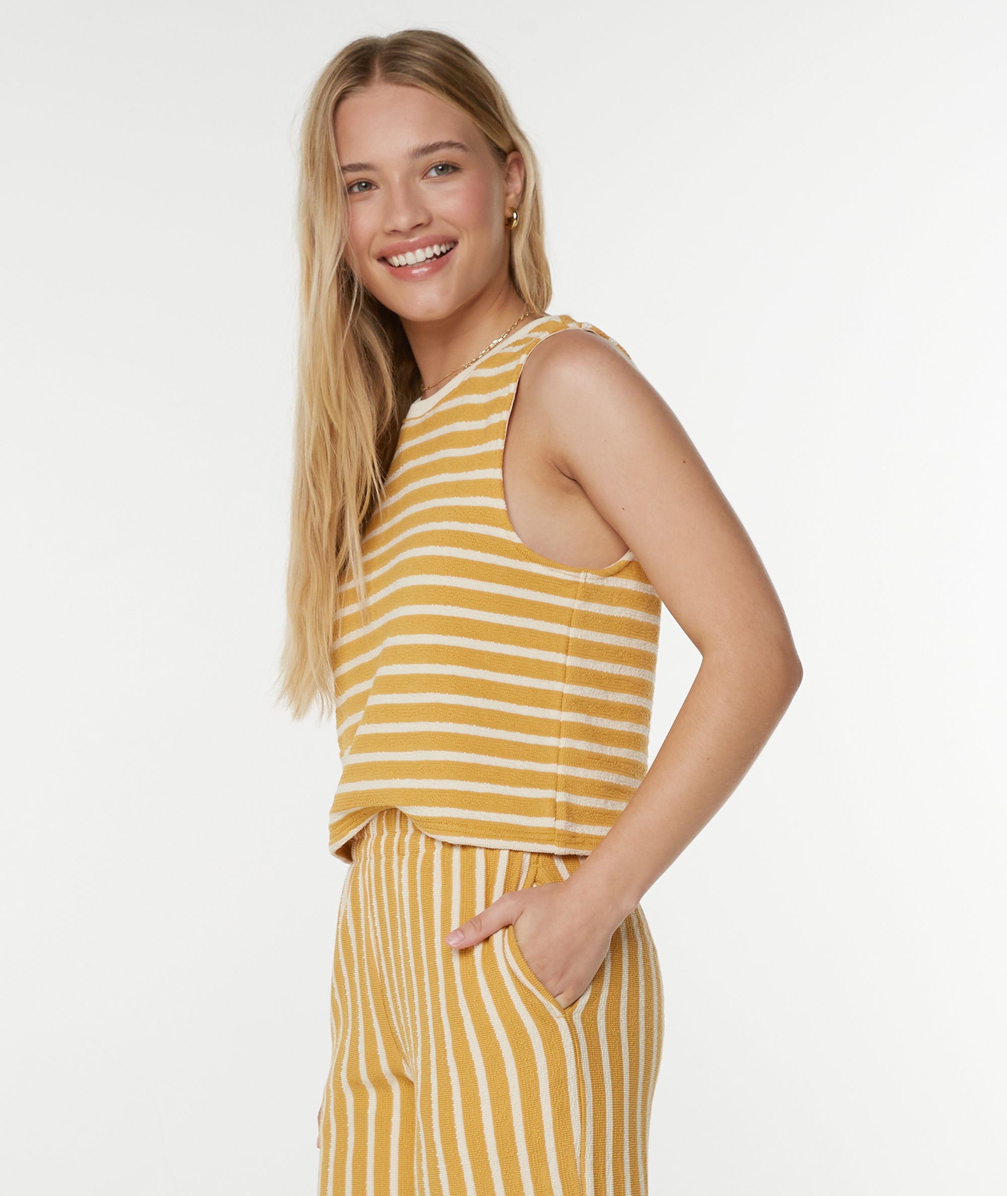 トップス WAX  Stripe tank top    Kahki Java Stripe Tank - Roxy