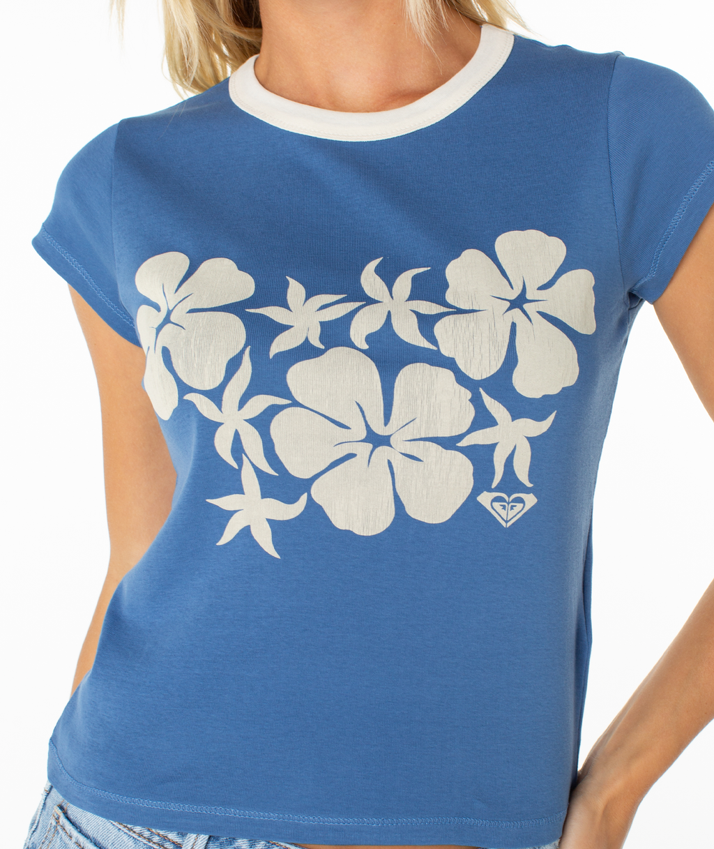 Plumerias & Hibiscus 90s Baby Tee - Roxy