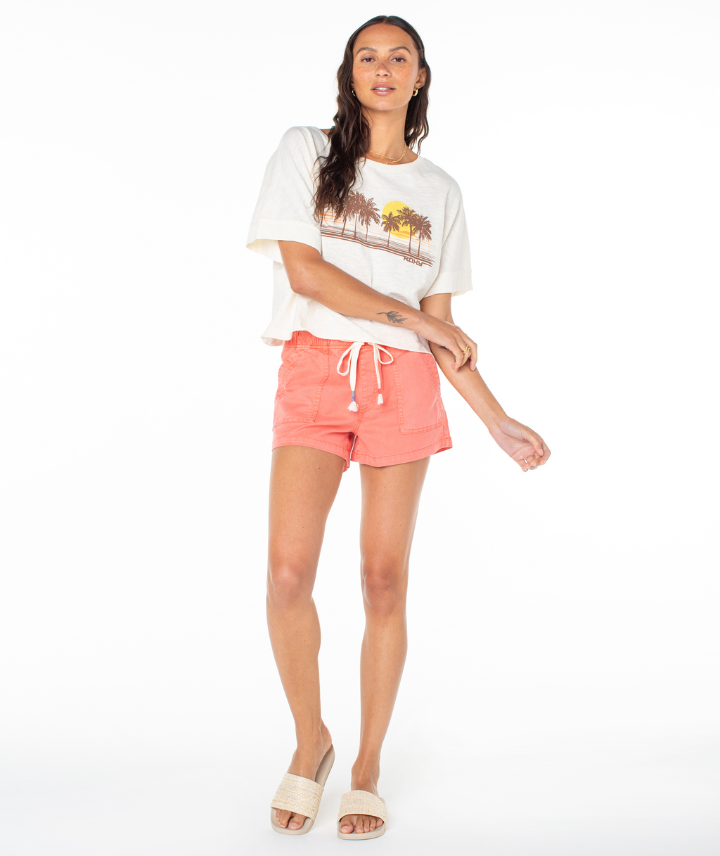 Palm Stripe Cropped Tee - Roxy