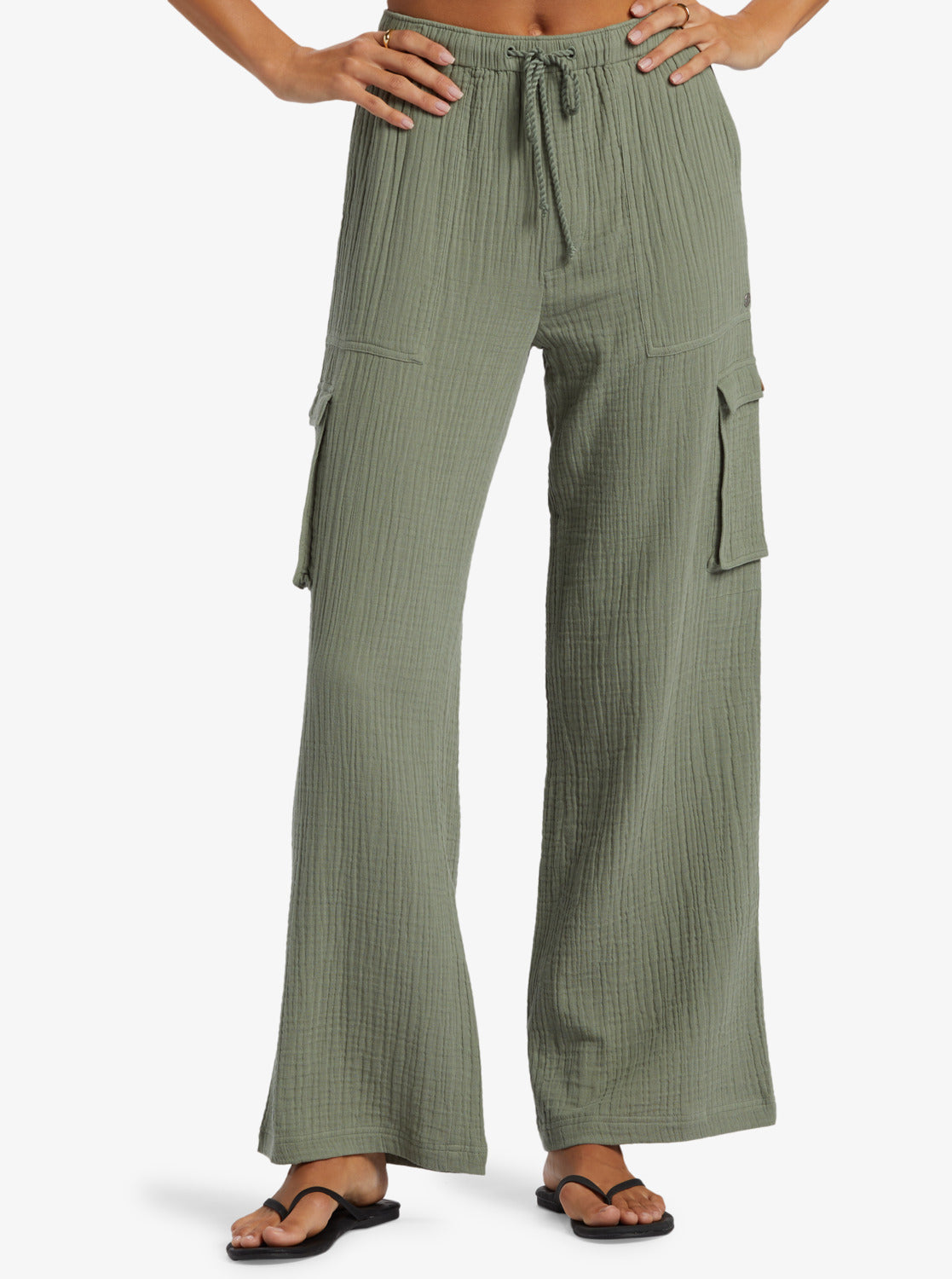 Precious High-Waist Solid Cargo Pants - Agave Green –