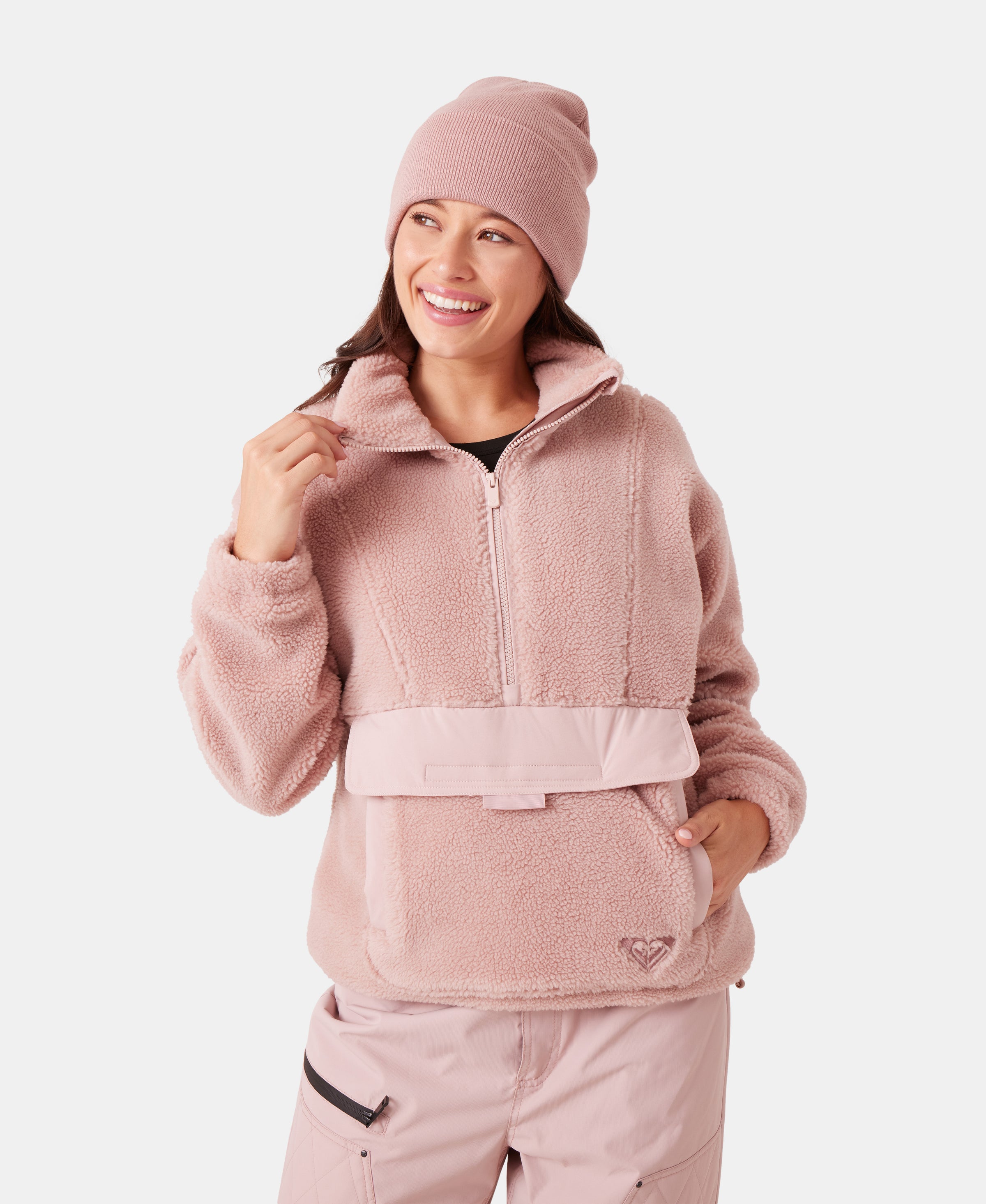 Rita Half Zip Sherpa Anorak - Adobe Rose - Roxy