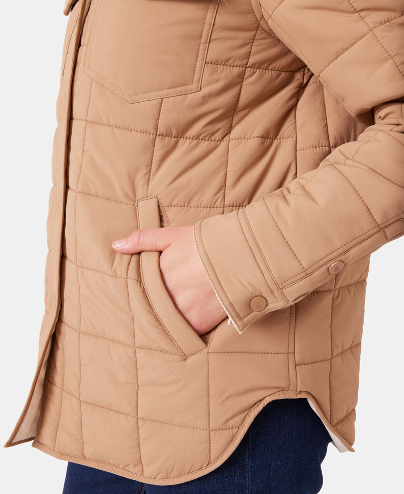 Alpine Quilted Shacket - Taupe - Roxy