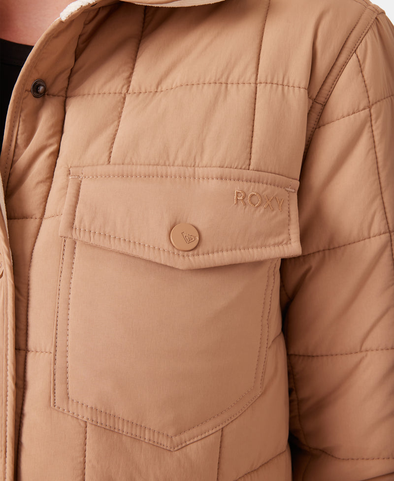 Alpine Quilted Shacket - Taupe - Roxy