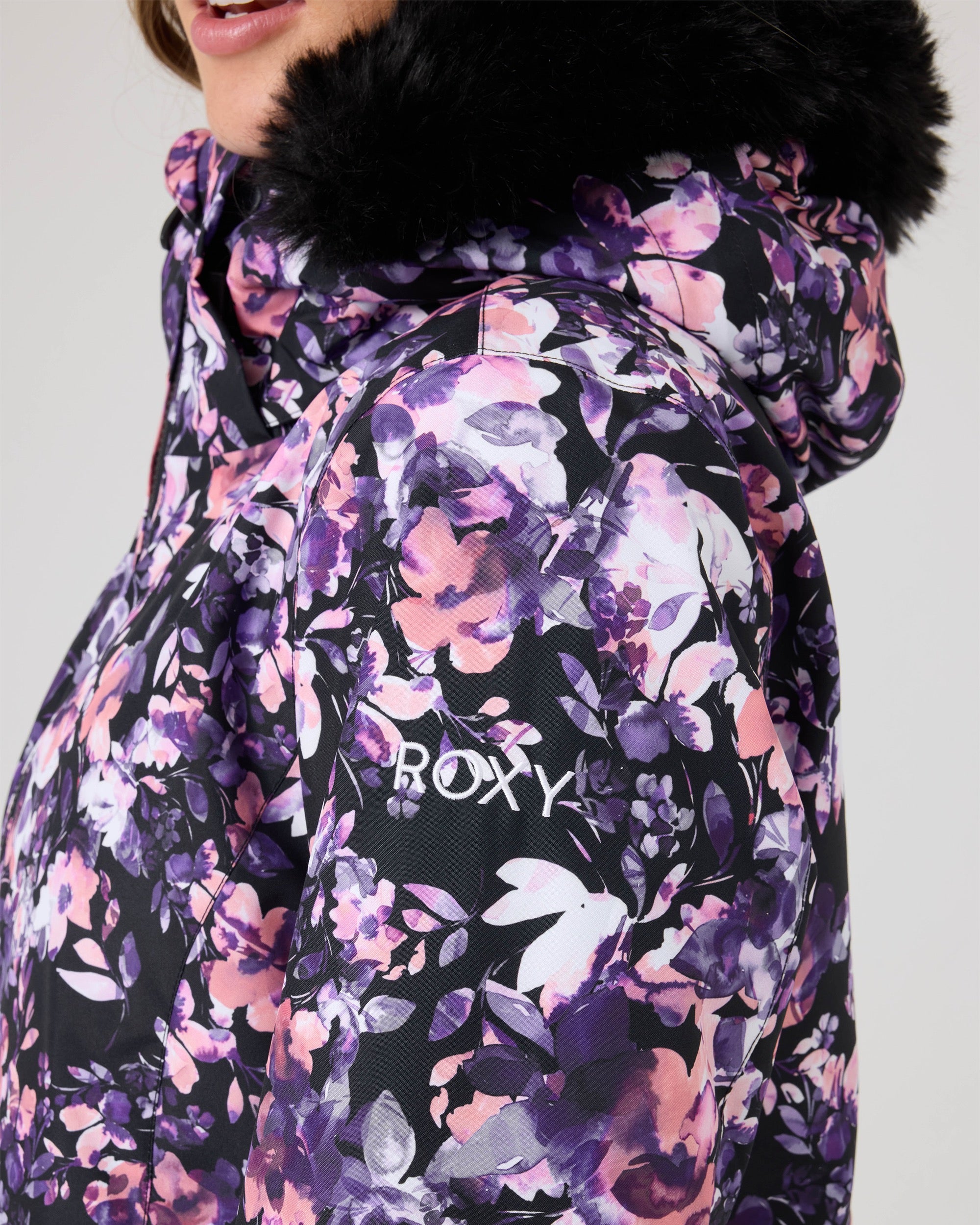 ROXY スプリングウェットスーツ M 黒/紫/花柄140cm Jet Ski Jacket - Roxy