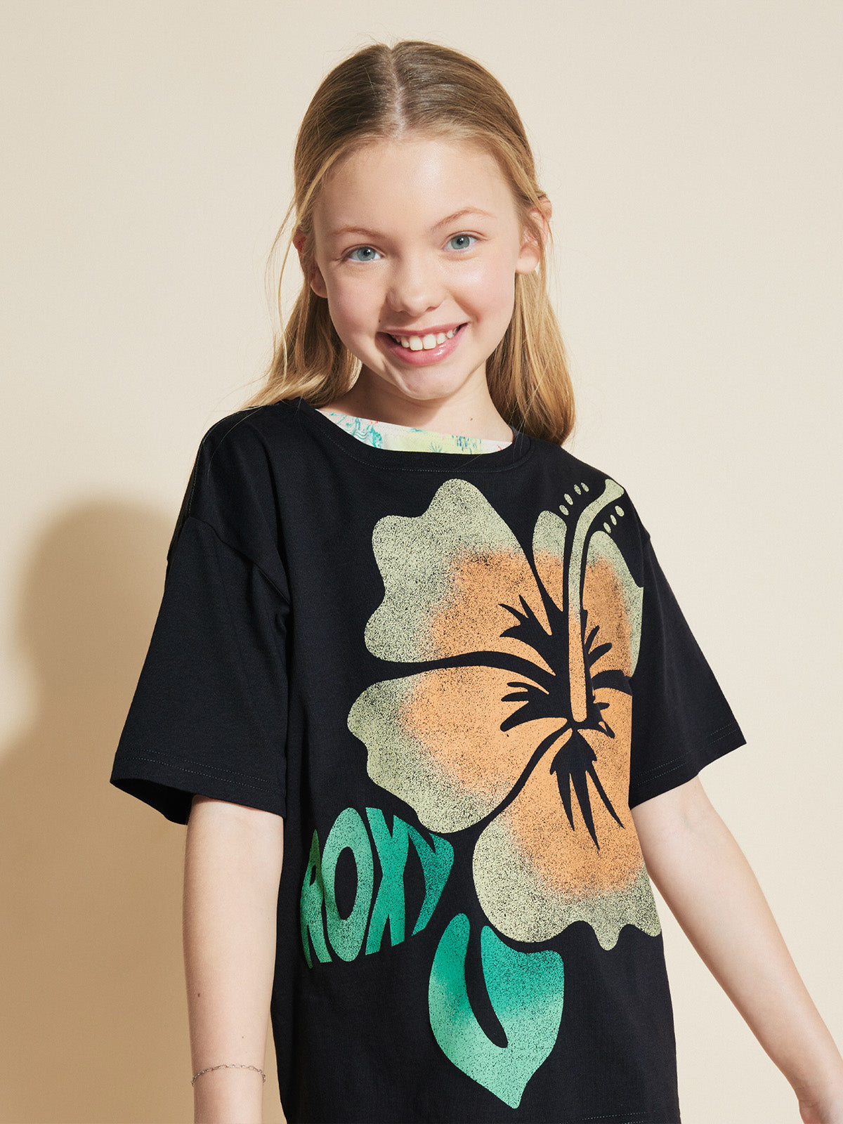 【 ROXY 】 Girls' Hibiscus Oversized Tee - Roxy