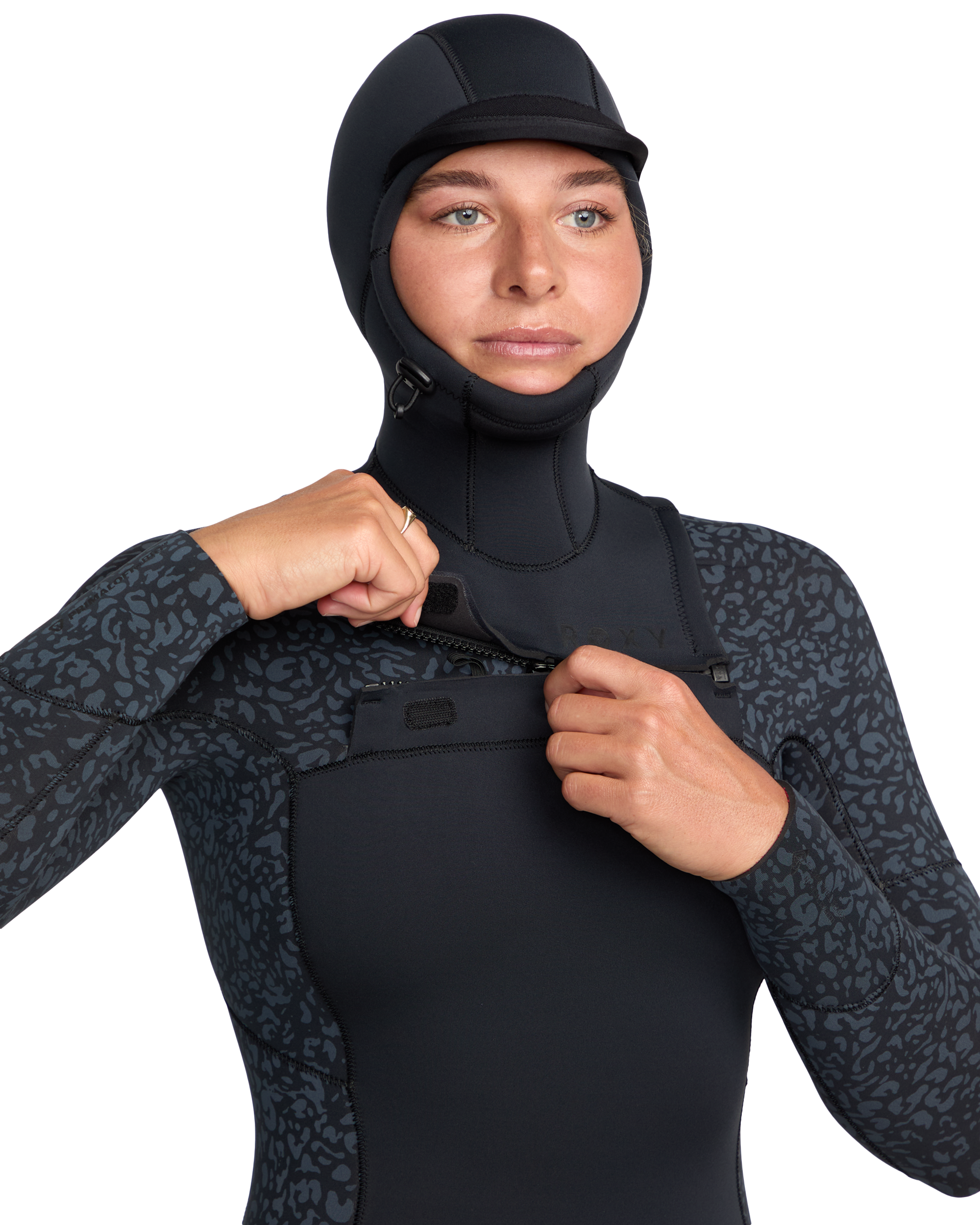 5/4mm Swell Natural Hooded Front Zip Wetsuit - Roxy