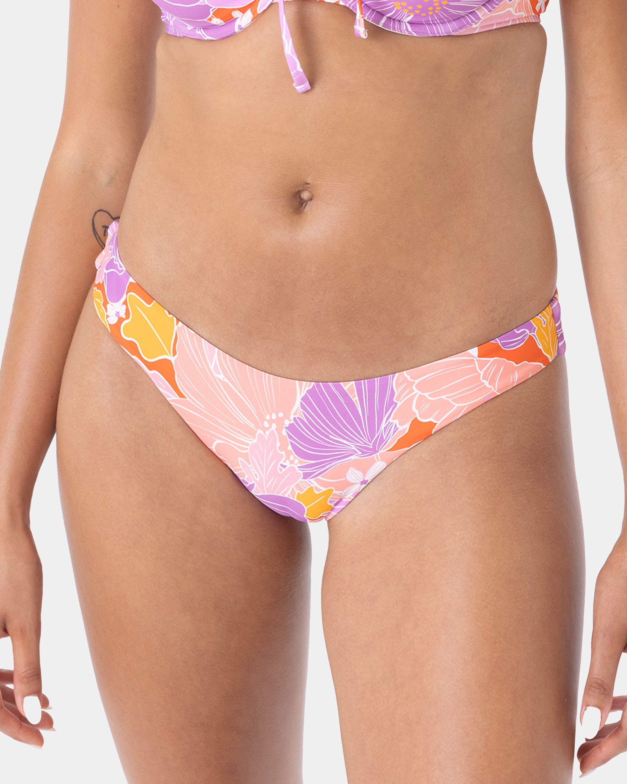 Bell Bottom Blooms Hipster Shirred Back Cheeky Bikini Bottom - Roxy