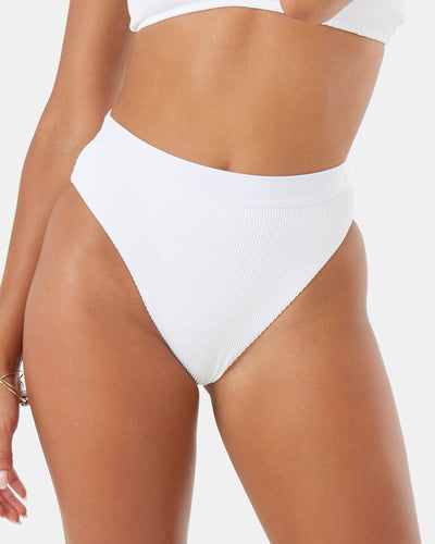 Rib Roxy Love Banded High Waist Mod Bikini Bottom - Roxy
