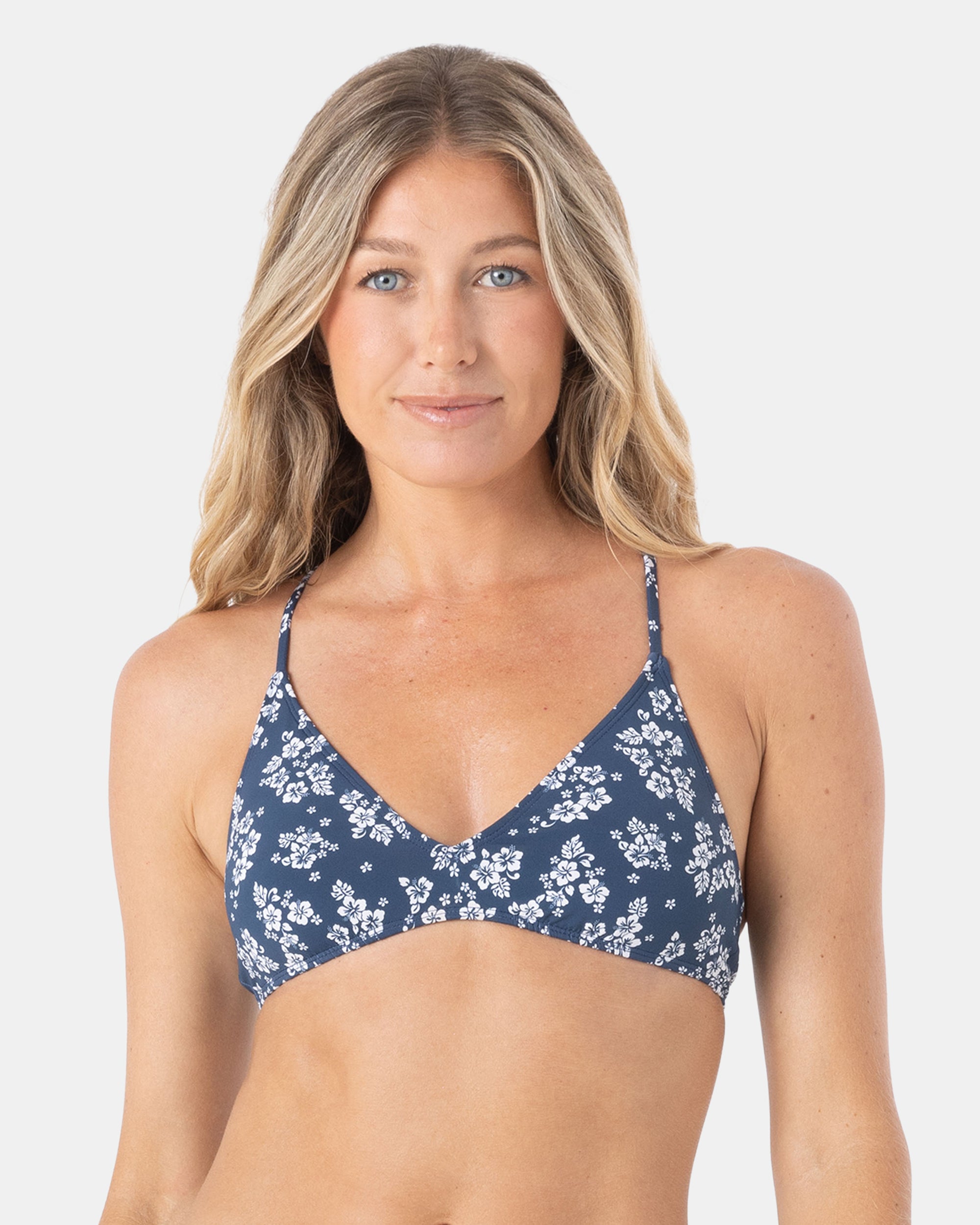 Hibiscus Haven Athletic Triangle Bikini Top - Roxy