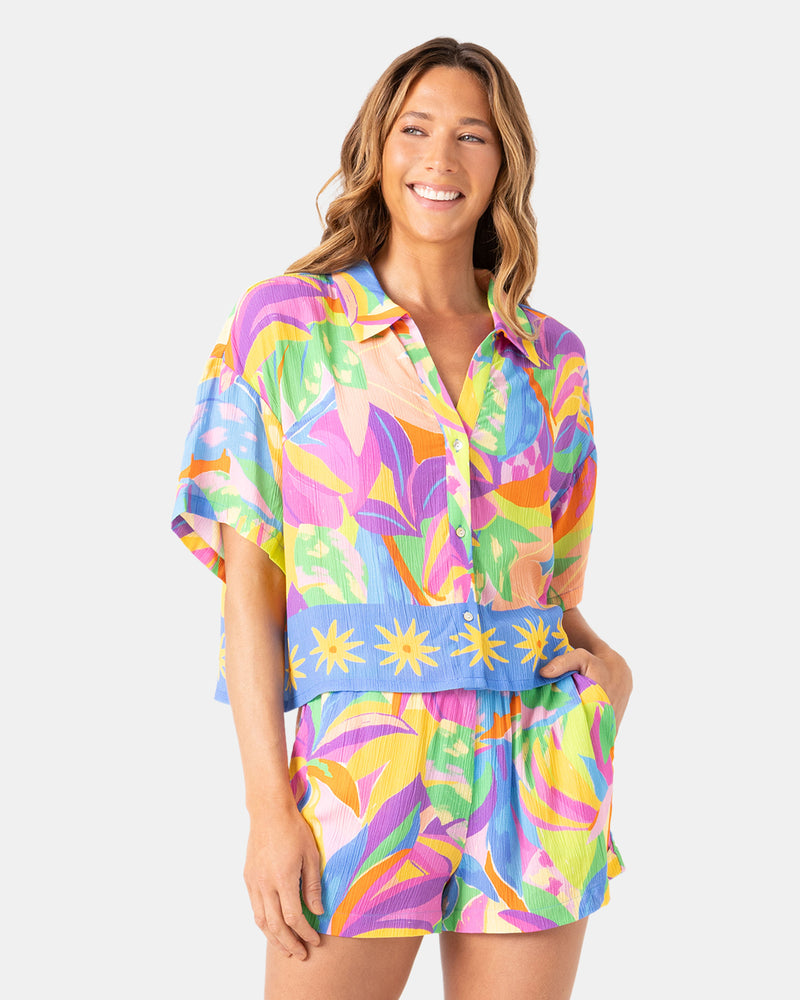 Heatwave Cropped Button Up - Roxy