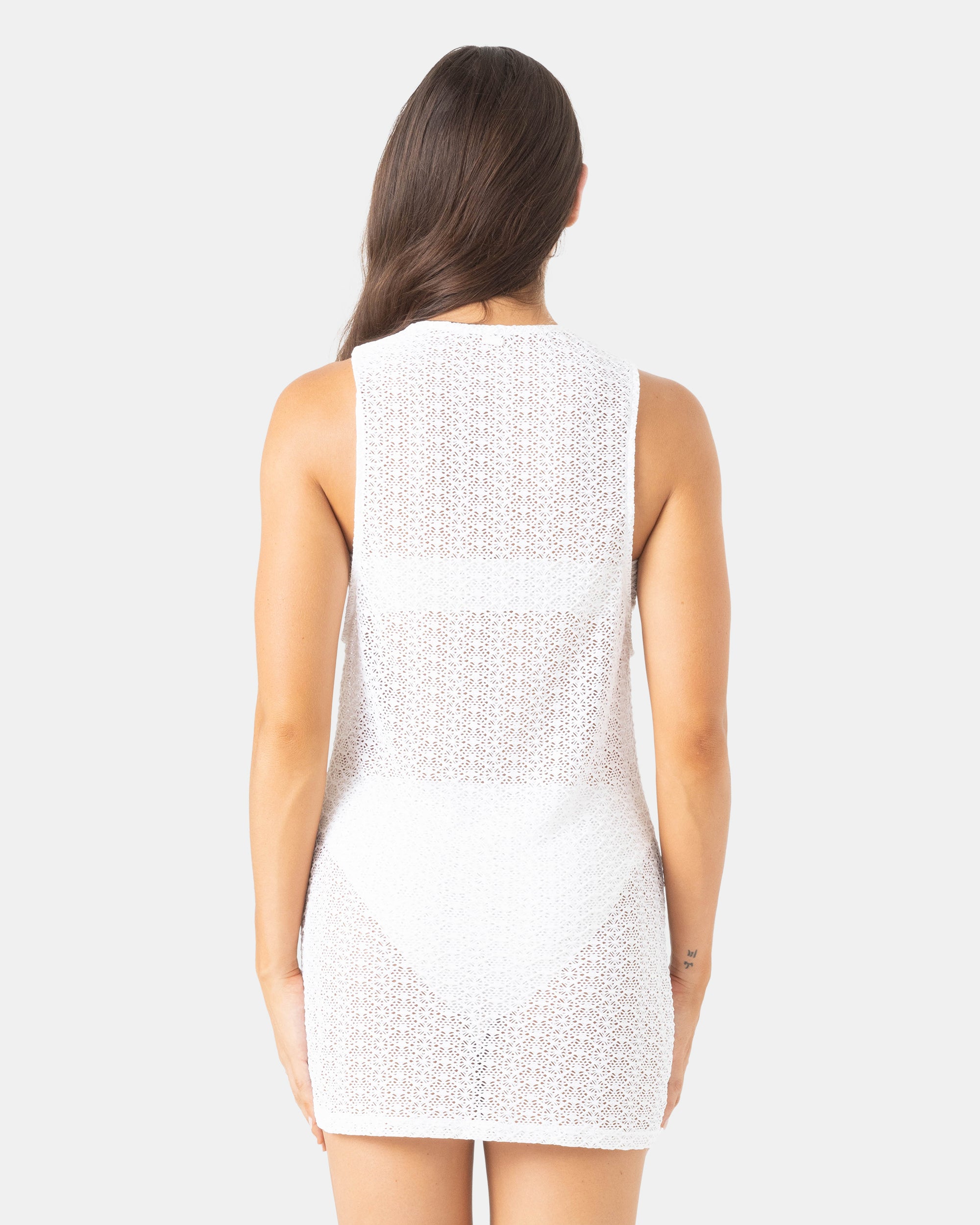 white christmas dresses White Crochet Top Maxi Dress With Tie Back main image 0