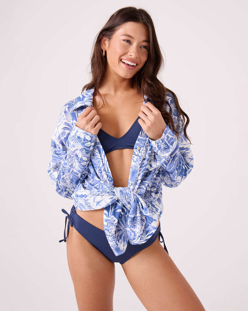 Mana Long Sleeve Cover Up Camp Shirt - ROXY