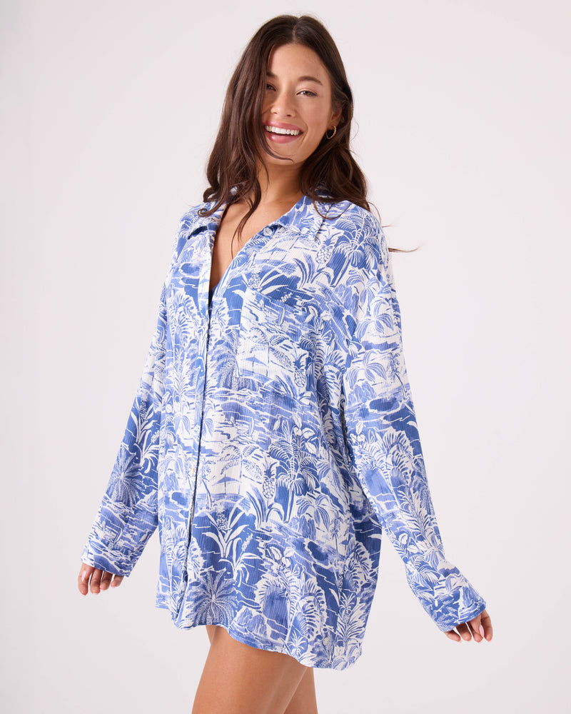 Mana Long Sleeve Cover Up Camp Shirt - ROXY