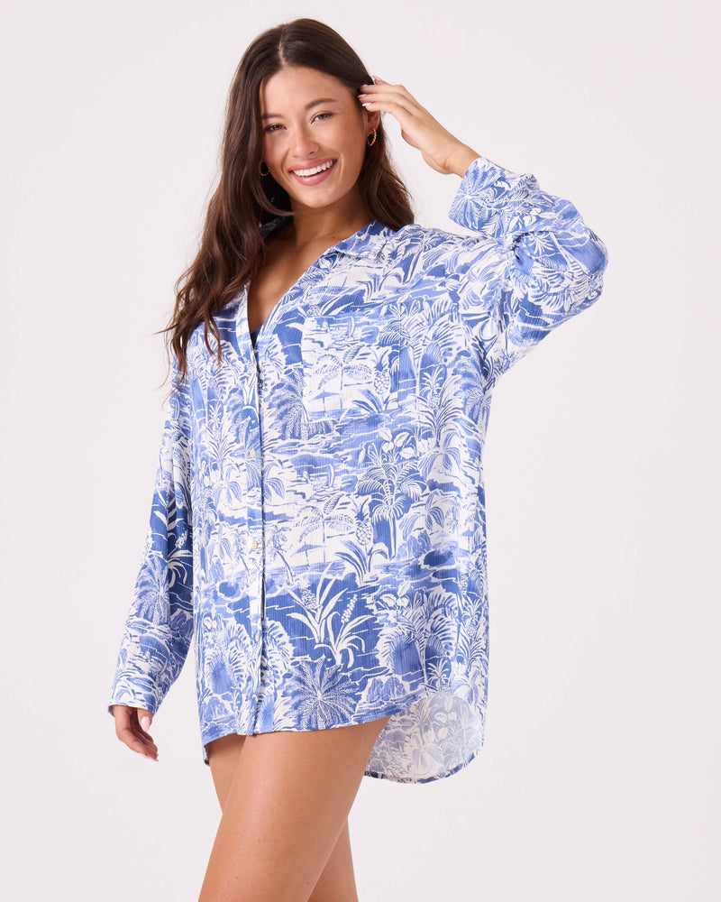 Mana Long Sleeve Cover Up Camp Shirt - ROXY