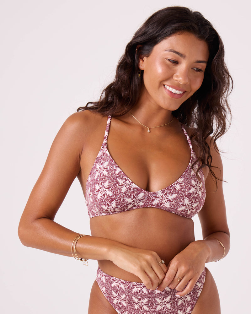 Batik Bloom Athletic Triangle Bikini Top - ROXY