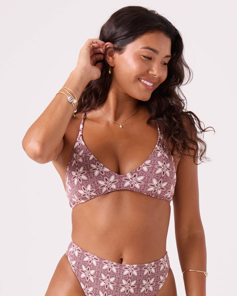 Batik Bloom Athletic Triangle Bikini Top - ROXY