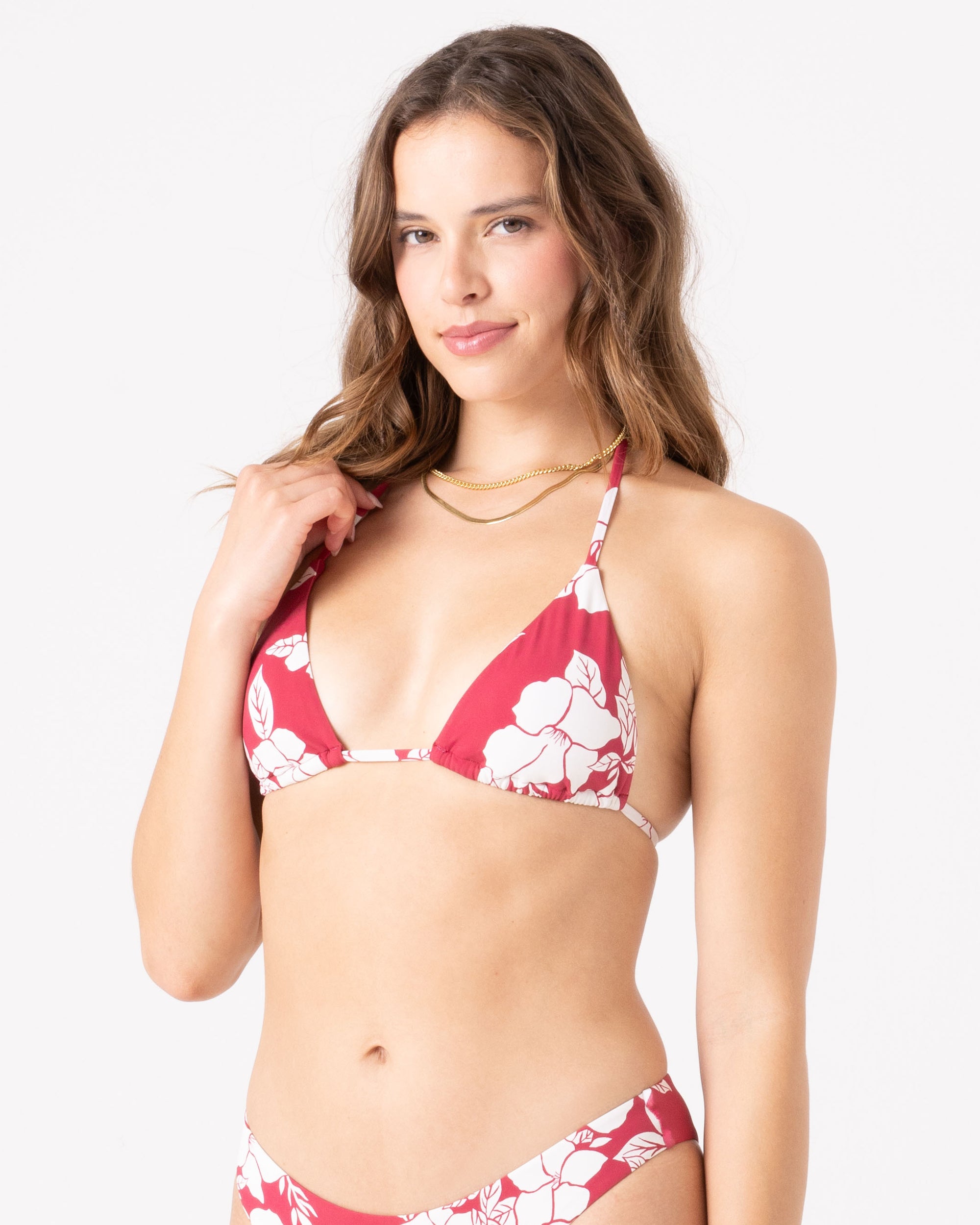 Hibiscus Hideaway Mini Tiki Triangle Bikini Top - ROXY