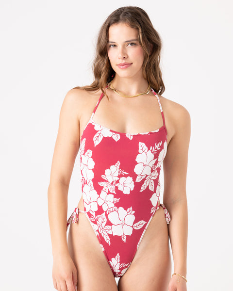 Hibiscus Hideaway Tie Side One Piece Swimsuit - ROXY