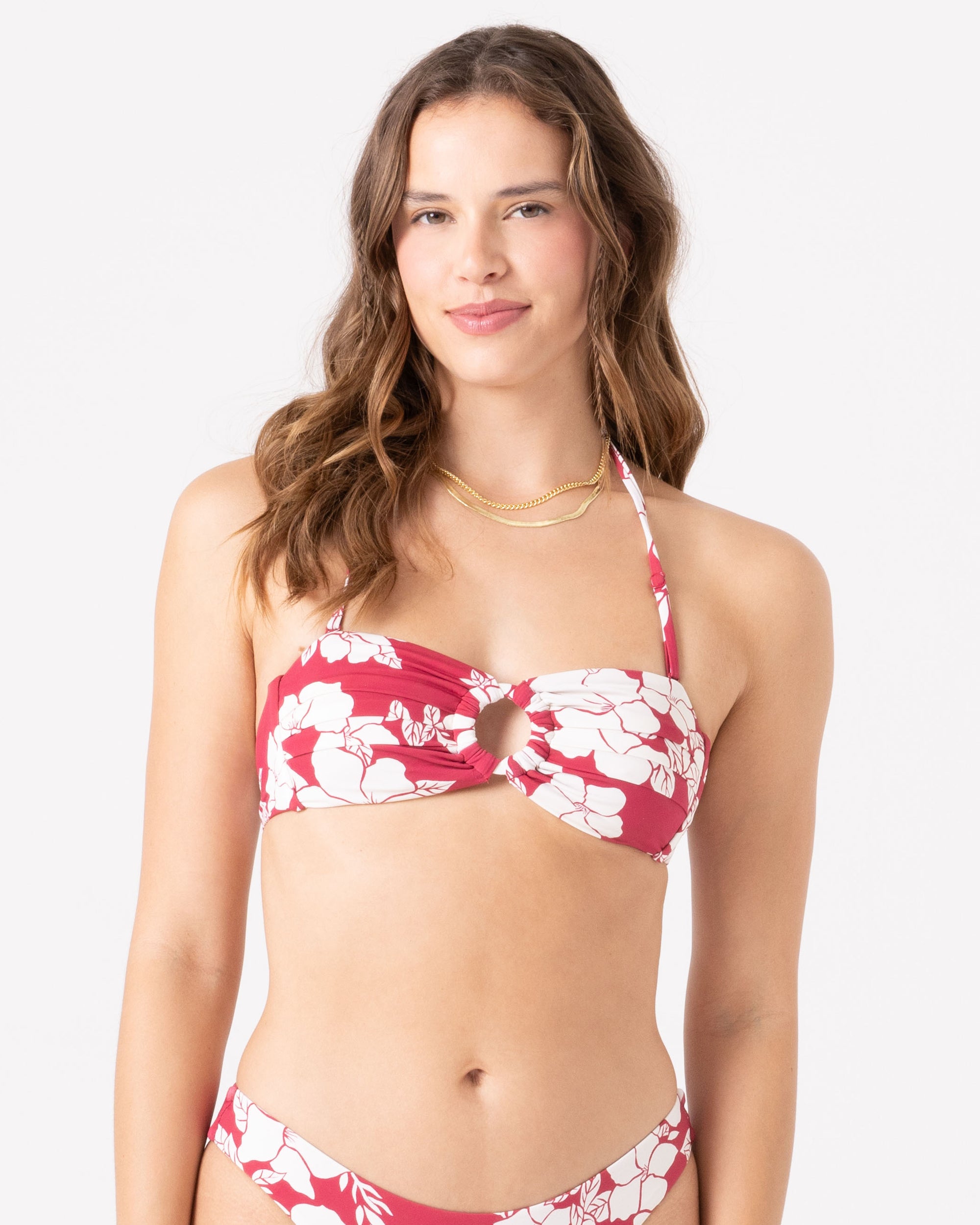 Hibiscus Hideaway Ring Bandeau Bikini Top - ROXY