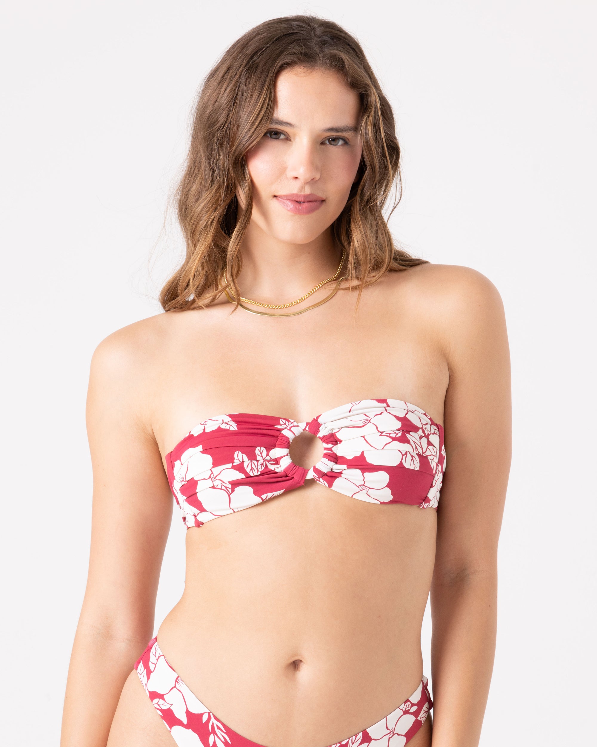 Hibiscus Hideaway Ring Bandeau Bikini Top - Roxy