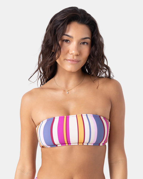 Sunset Swells Lace Up Bandeau Bikini Top
