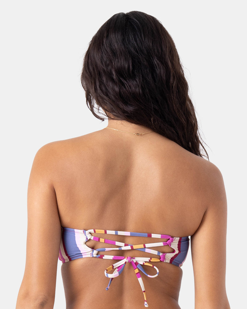 Sunset Swells Lace Up Bandeau Bikini Top