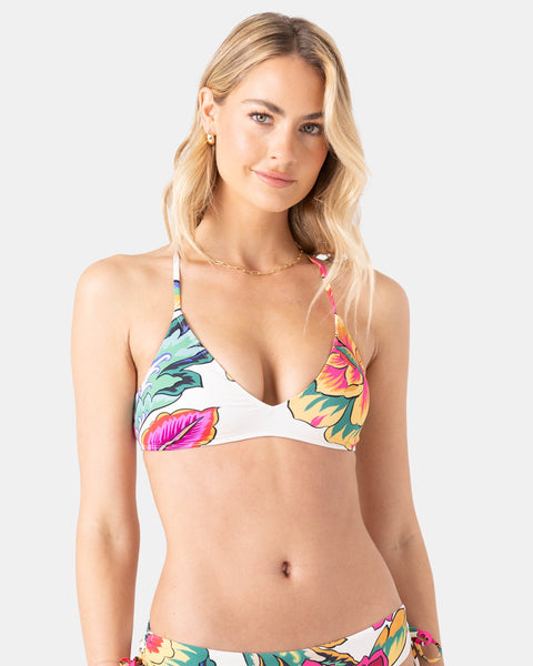 Beach Blossom Athletic Triangle Bikini Top - Roxy