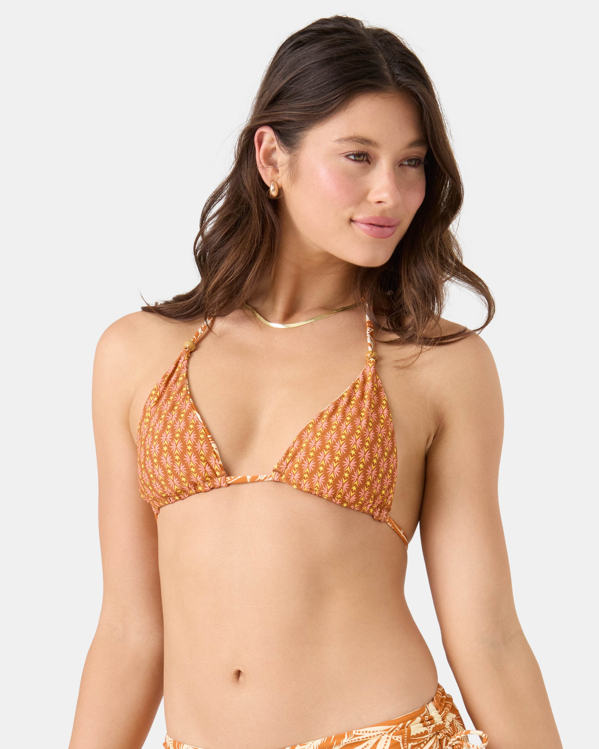 Ray Of Sunshine Reversible Tiki Triangle Bikini Top - Roxy