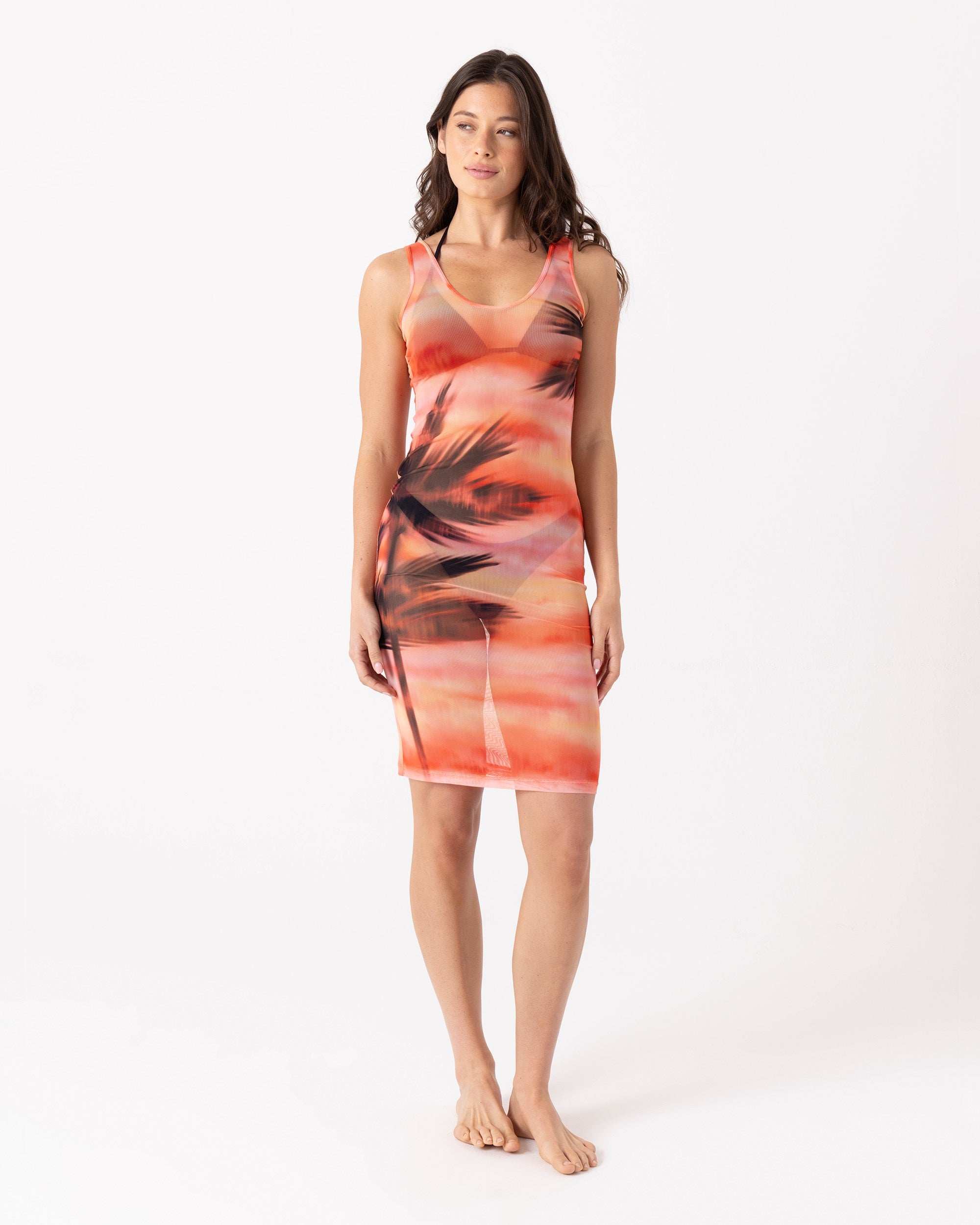 Palm Before The Storm Mesh Cover Up Dress