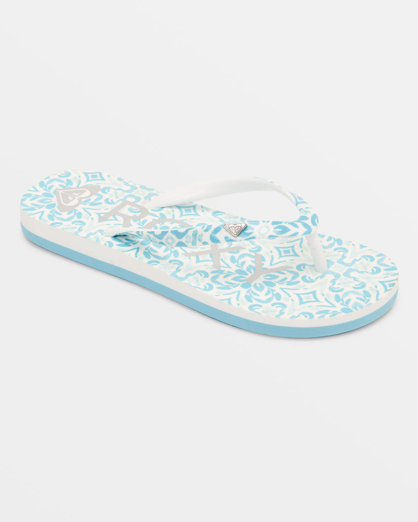 Girls 4-16 Pebbles Sandals - Blue/White Print