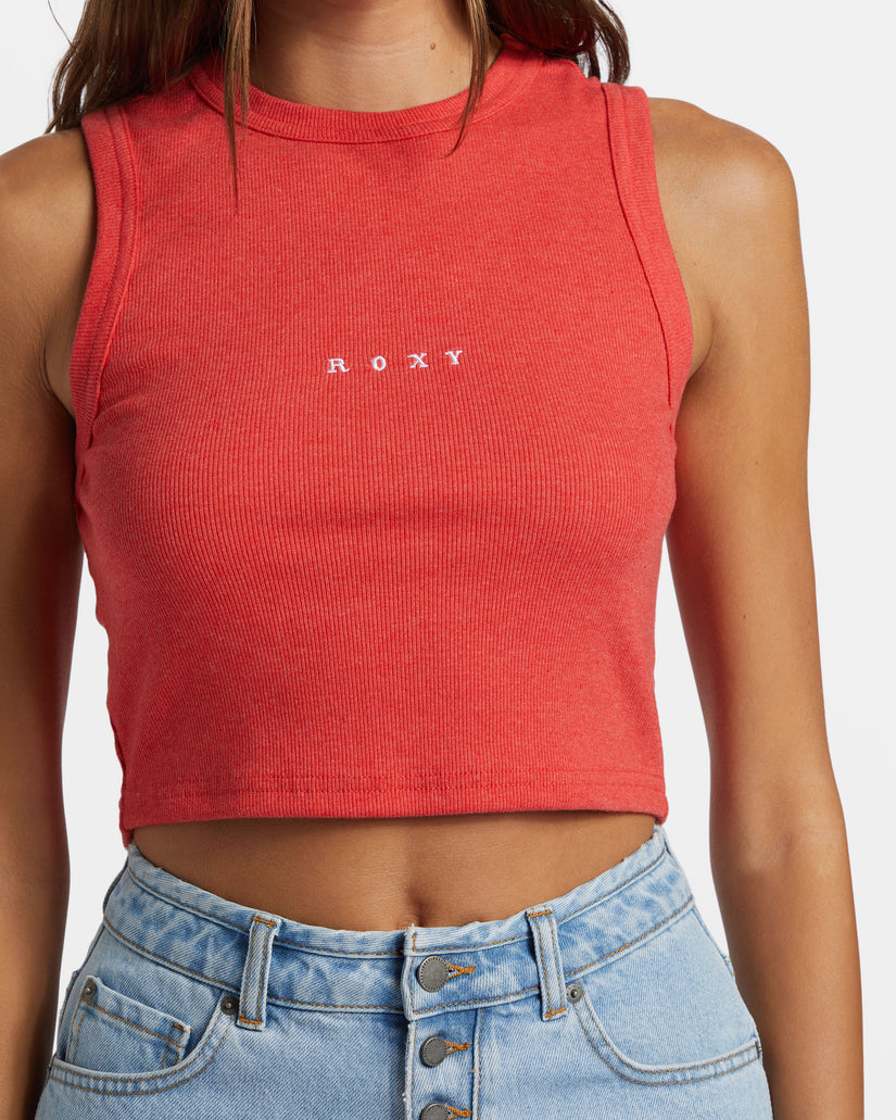 Roxify Fitted Rib Tank Top - Hibiscus