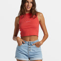 Roxify Fitted Rib Tank Top - Hibiscus