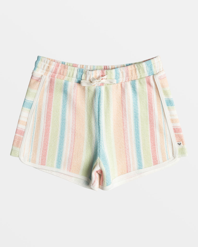 Girls 4-16 Feels Like Summer Elastic Waist Shorts - White Salty Stripe