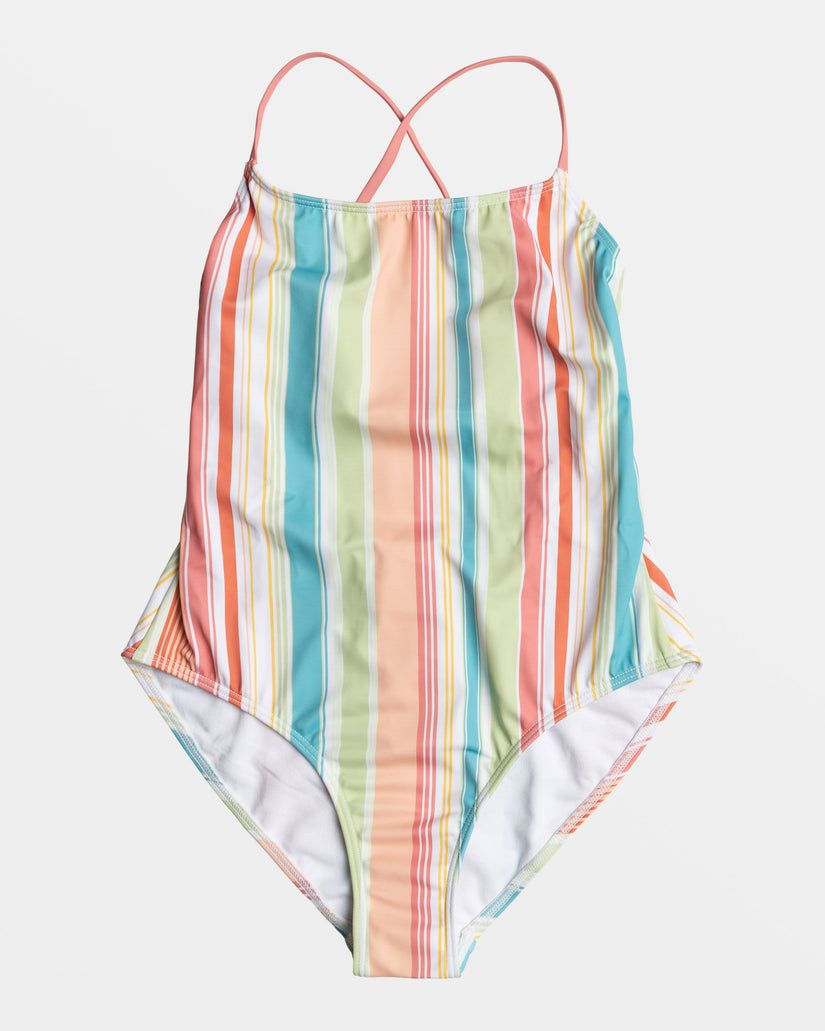 Girls 4-16 Siesta Stripe One-Piece Swimsuit - White Salty Stripe