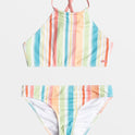 Girls 4-16 Siesta Stripe High Neck Bikini Set - White Salty Stripe