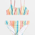 Girls 4-16 Siesta Stripe Bralette Bikini Set - White Salty Stripe
