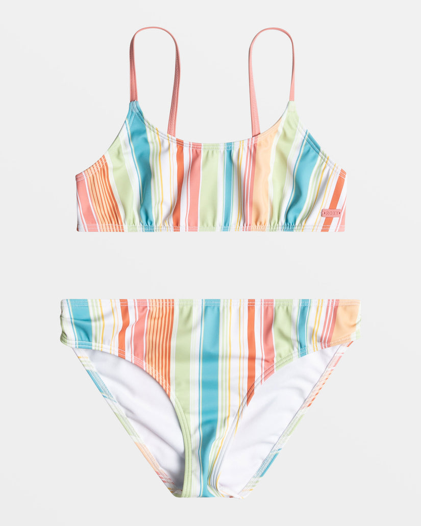 Girls 4-16 Siesta Stripe Bralette Bikini Set - White Salty Stripe