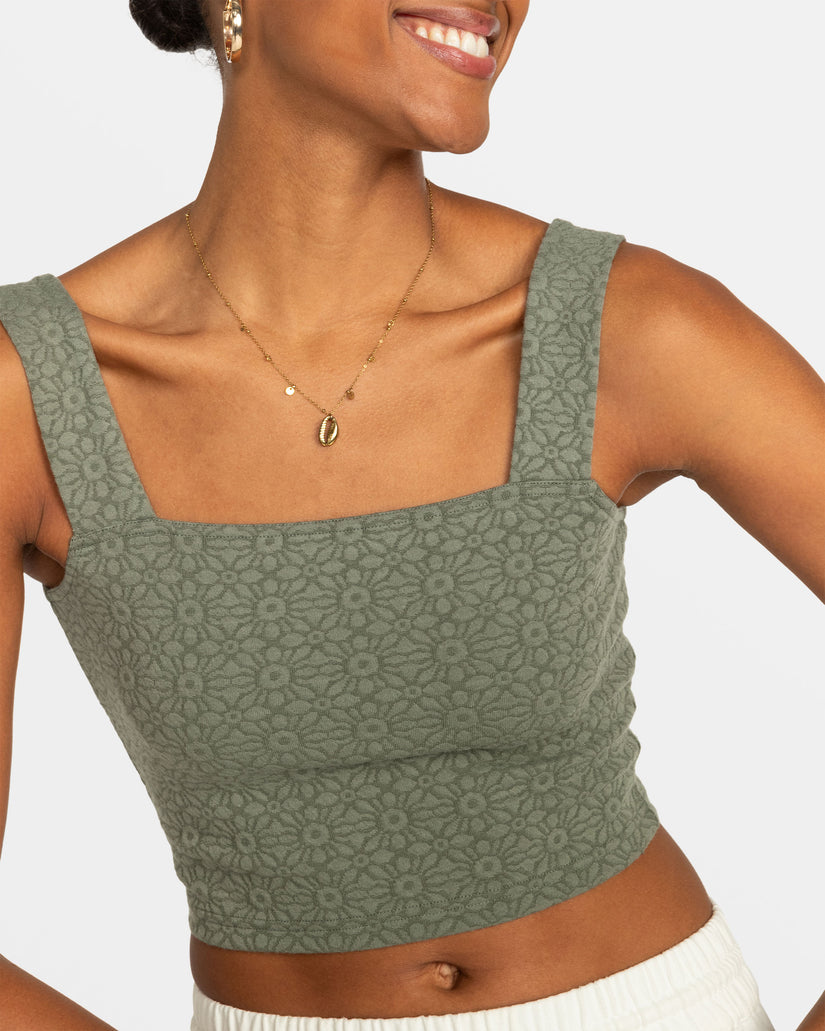 Hibiscus Roja Fitted Tank Top - Agave Green