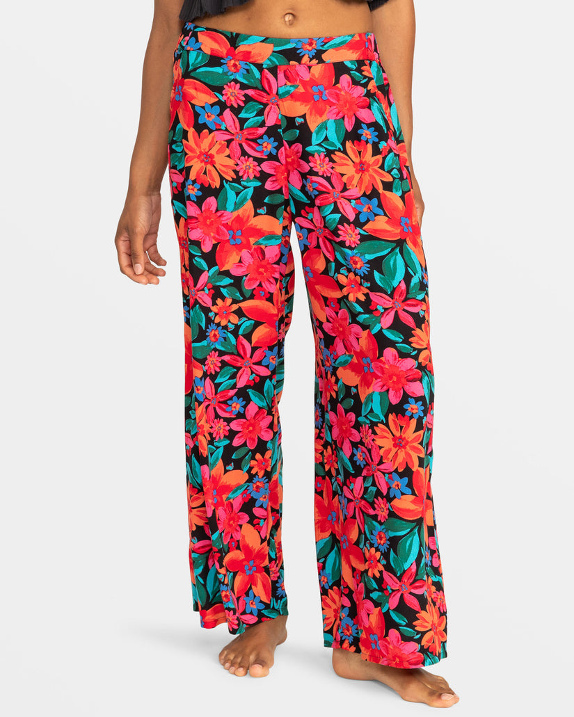 Midnight Avenue Wide Leg Printed Pants - Anthracite Floral Fiesta