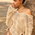 After Beach Break Hooded Poncho Sweater - Brazilian Sand