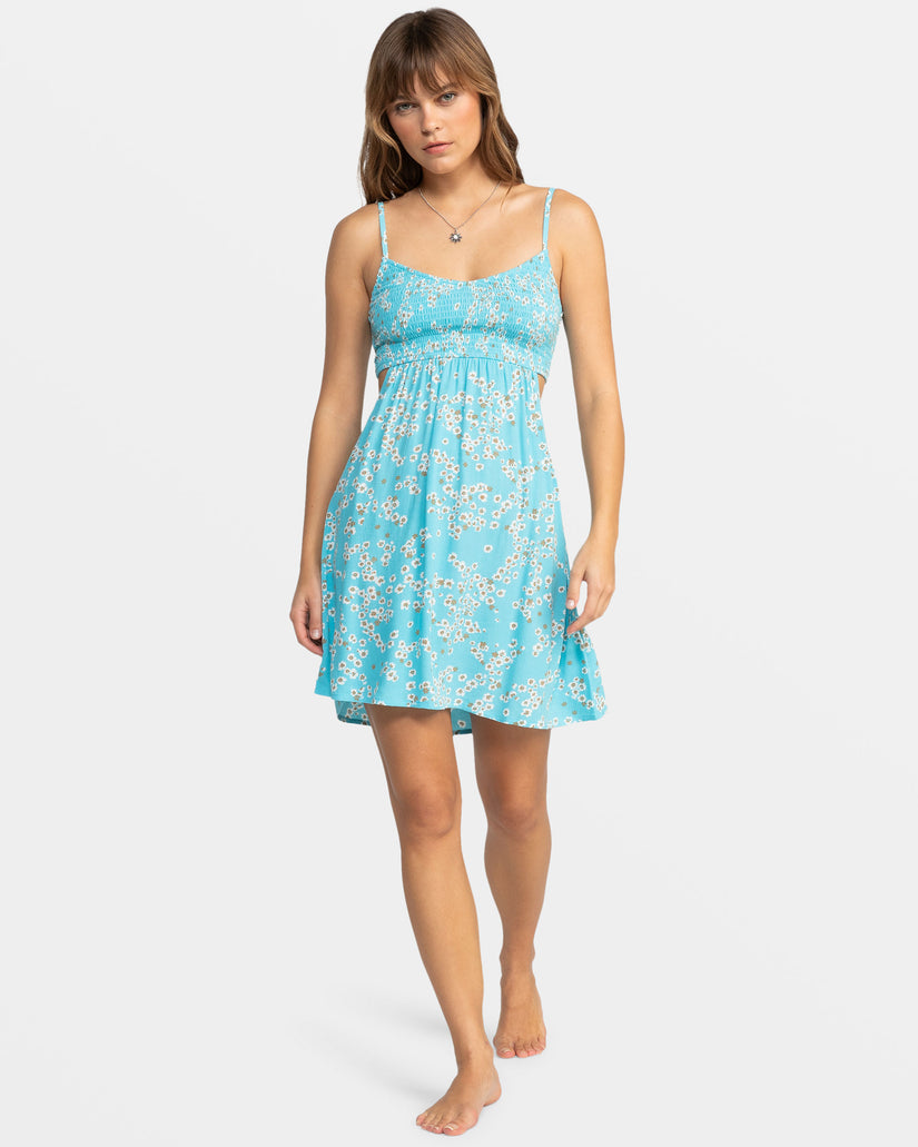 Hot Tropics Flowy Mini Dress - Maui Blue Margarita