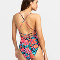 Printed Beach Classics Strappy One-Piece Swimsuit - Anthracite Floral Fiesta