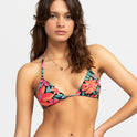 Printed Beach Classics Slide Triangle Bikini Top - Anthracite Floral Fiesta