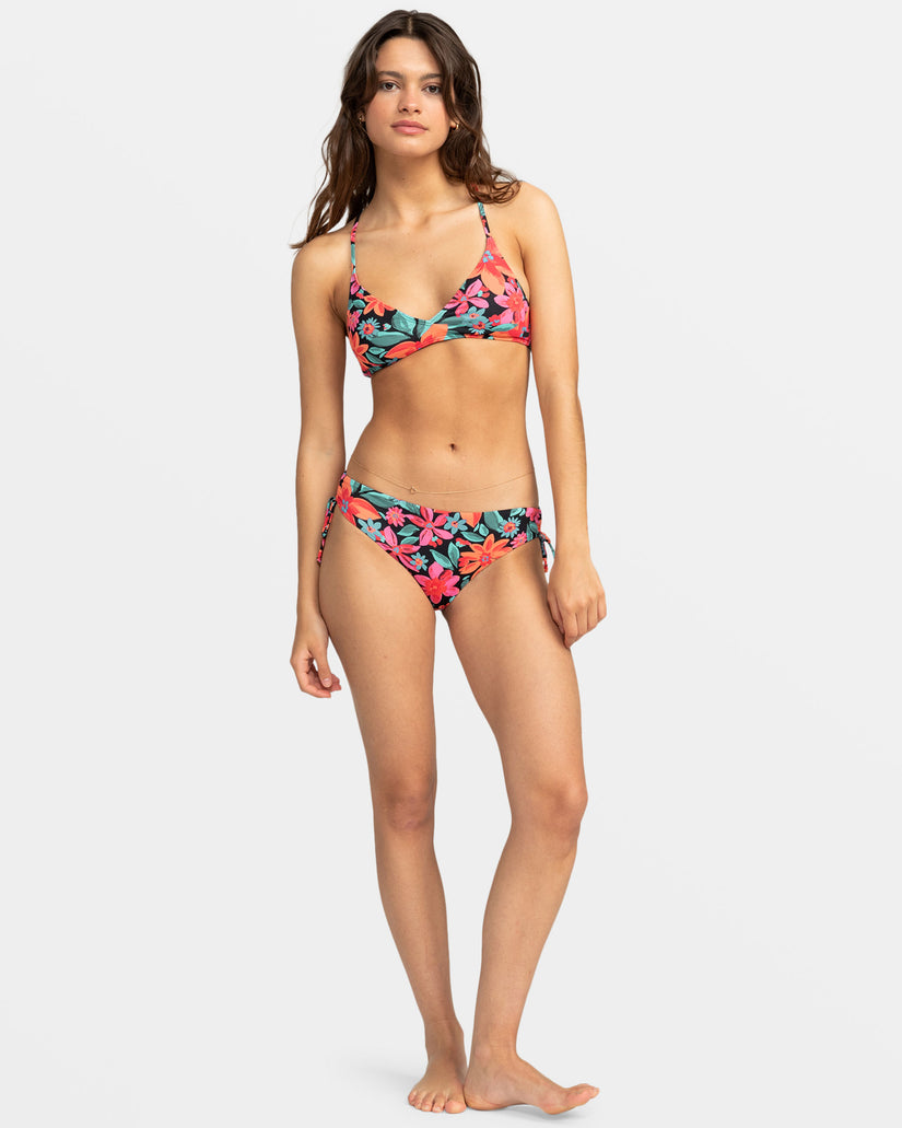 Printed Beach Classics Hipster Tie Side Bikini Bottoms - Anthracite Floral Fiesta