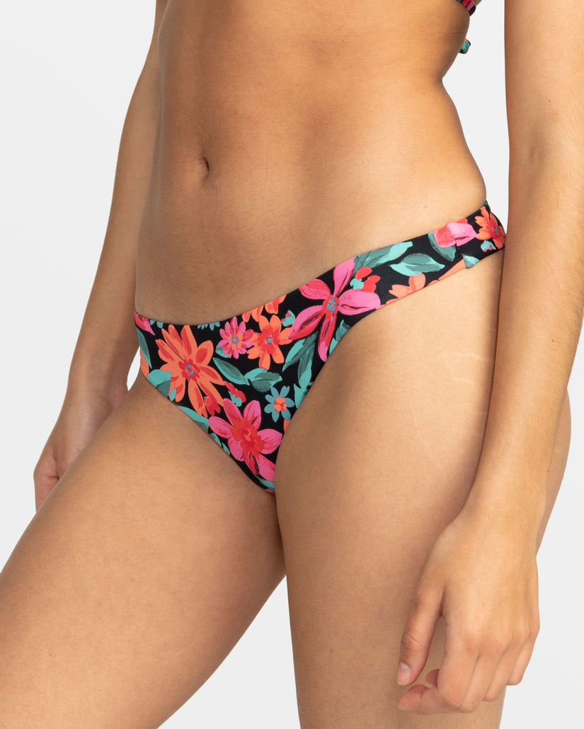 Printed Beach Classics Tanga Bikini Bottoms - Anthracite Floral Fiesta