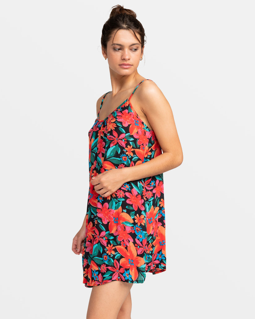 Spring Adventure Cover-Up Beach Dress - Anthracite Floral Fiesta