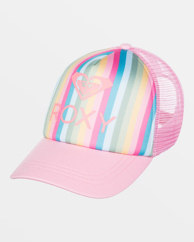 Sweet Emotions Trucker Hat - Maui Blue Rainbow Stripe