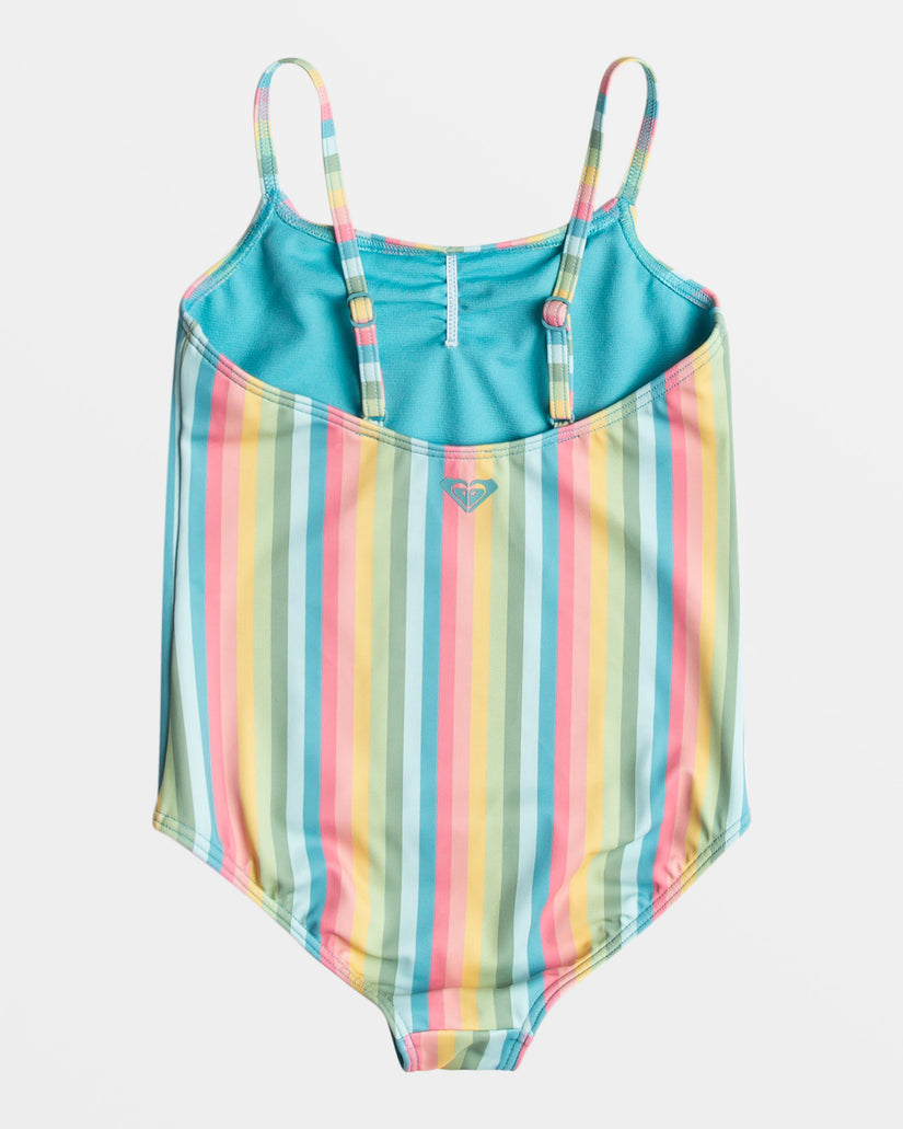 Girls 2-7 Rainbow Stripe One-Piece Swimsuit - Maui Blue Rainbow Stripe