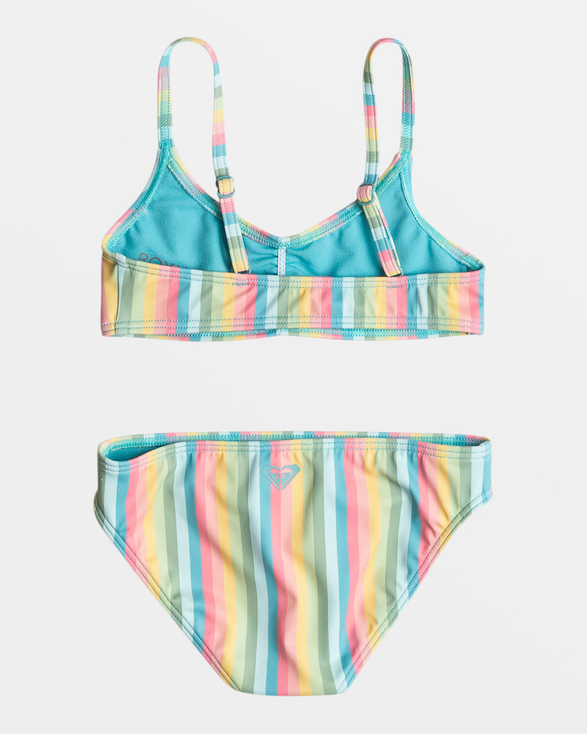 Girls 2-7 Rainbow Stripe Bralette Bikini Set - Maui Blue Rainbow Stripe